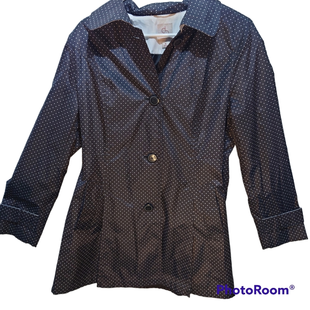 CB polka dot Rain Jacket with no belt.